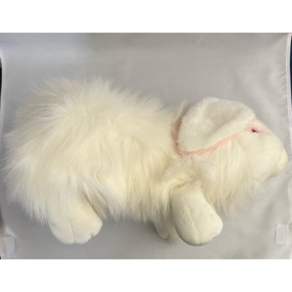 Vintage Chrisha Playful Plush Giant rabbit white bunny 17" 1988 Pink eyes - Picture 5 of 13
